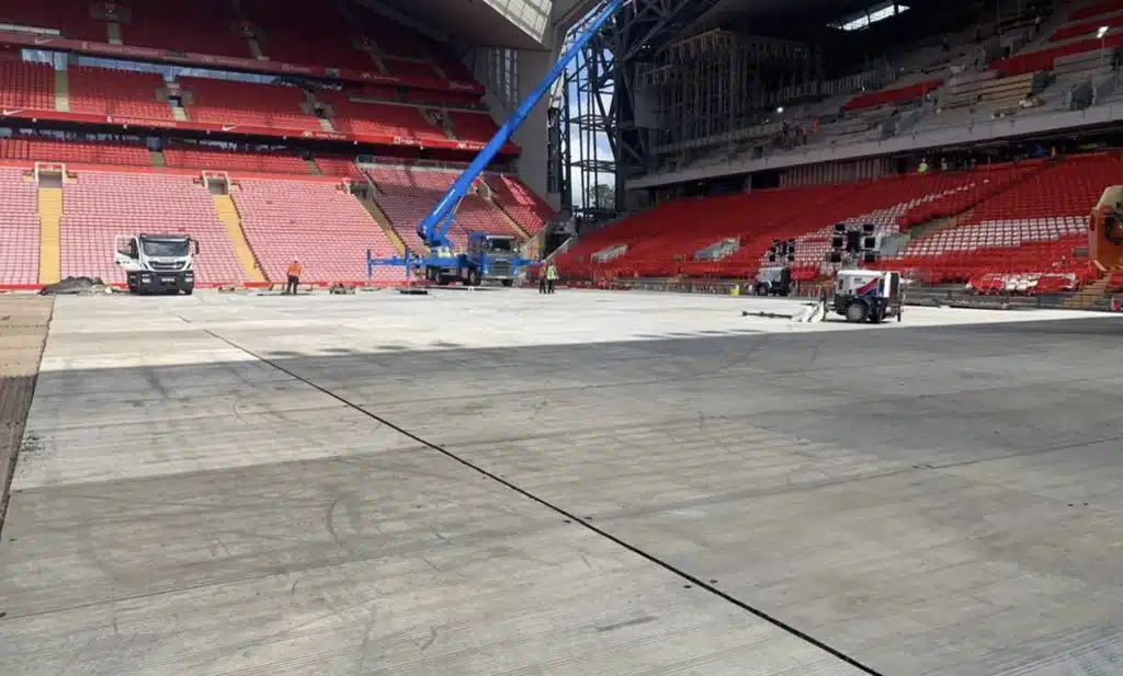 Football stadium protective flooring for events