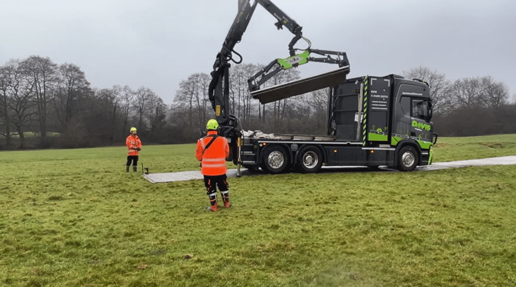 Trackway install on grass