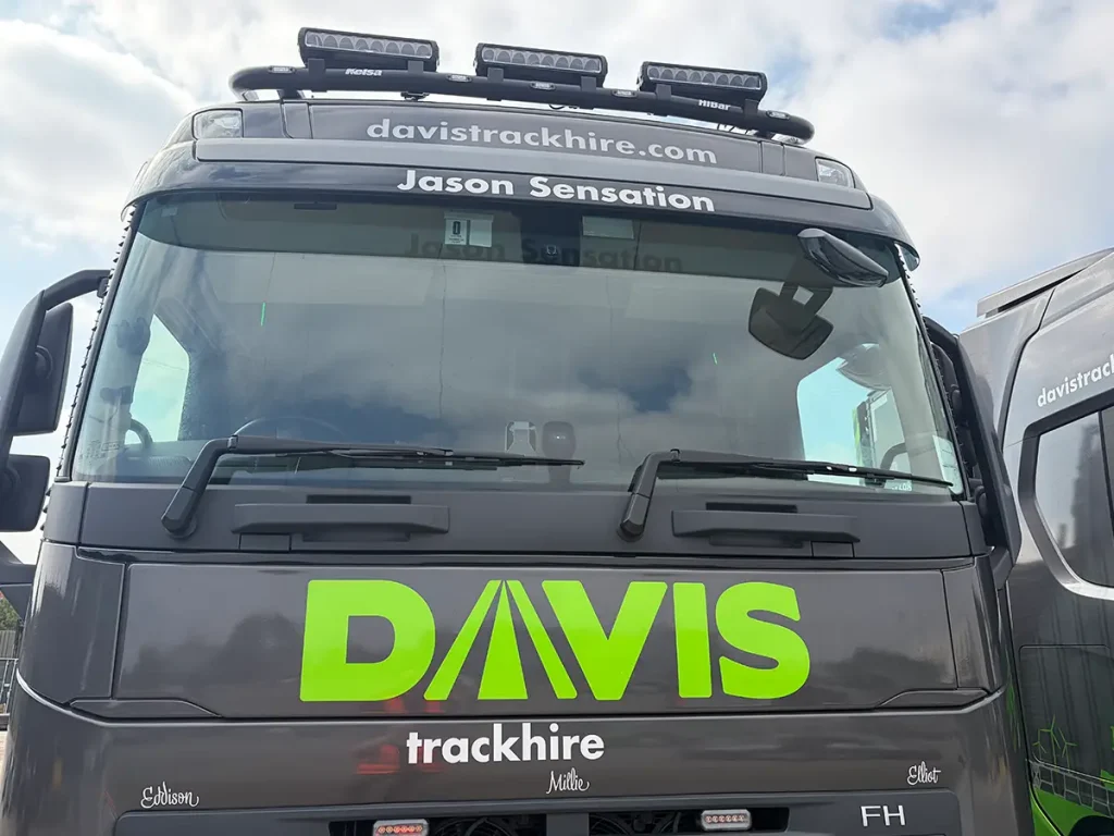 Closup of davis trackhire truck